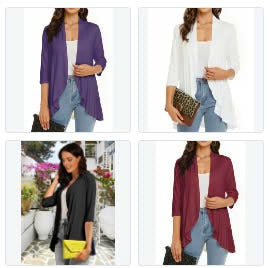 Women Cardigan Open Front 3/4 Sleeves Lightweight Cardigan Draped Ruffles Cardigan